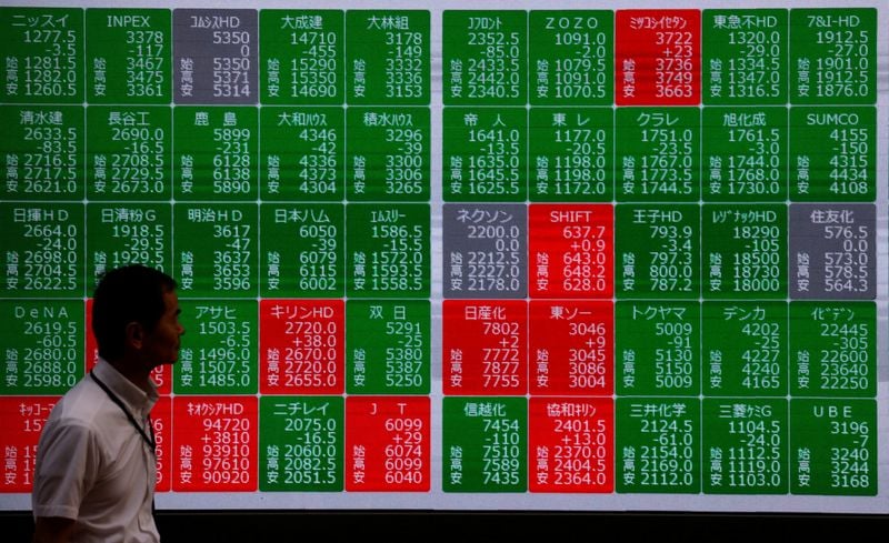 Shares seesaw in Asia as earnings loom, oil skids